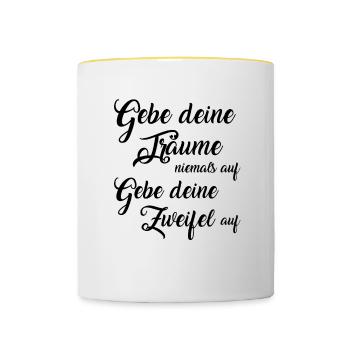 Träume - Tasse zweifarbig - Weiß/Gelb - Vorne