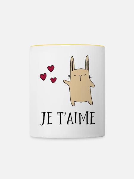 je t‘aime - Tasse zweifarbig - Weiß/Gelb