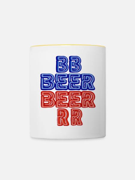 BIER - Tasse zweifarbig - Weiß/Gelb