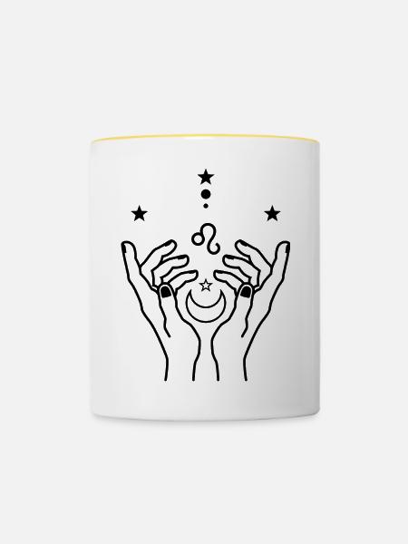 Monochrome Geometrie-Burst - Tasse zweifarbig - Weiß/Gelb