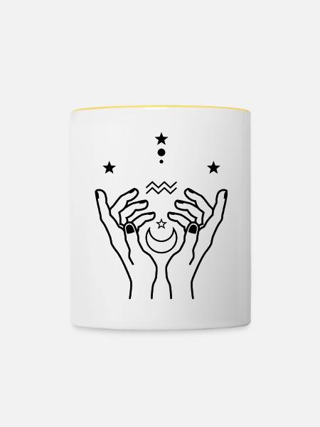 Wassermann Tierkreis-Astrologie - Tasse zweifarbig - Weiß/Gelb