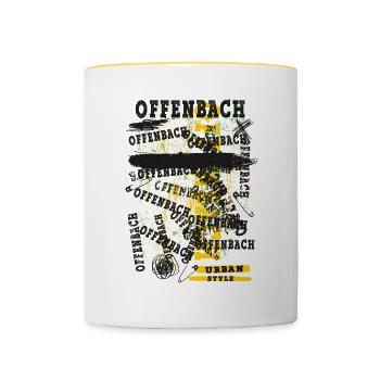 Offenbach Deutschland Stadt Skyline Heimat Liebe - Tasse zweifarbig - Weiß/Gelb - Vorne