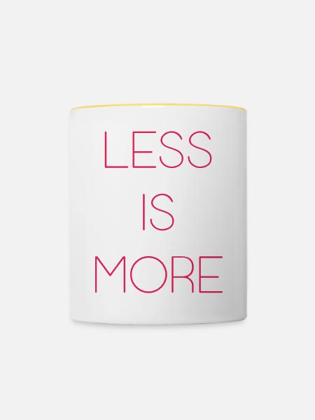 Weniger ist mehr - Tasse zweifarbig - Weiß/Gelb