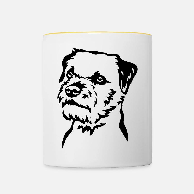 Tête de Border Terrier - Mug contrasté - blanc/jaune