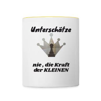 Tshirt mit genielem Schach Motiv - Tasse zweifarbig - Weiß/Gelb - Vorne