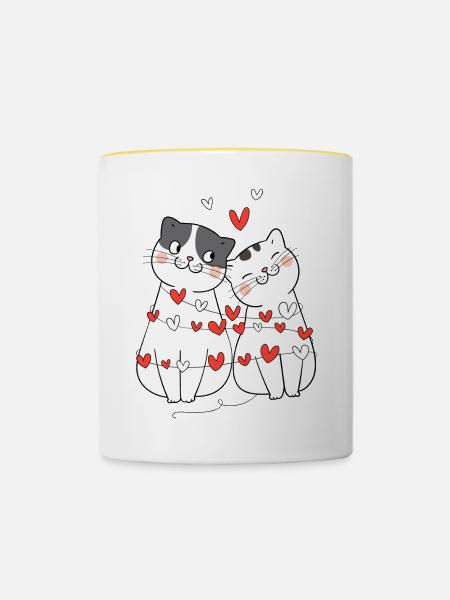 Verliebt, ich bin verliebt - Tasse zweifarbig - Weiß/Gelb
