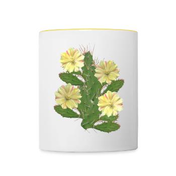 Cactus - Cactus flowers - Flora - Africa - Contrasting Mug - white/yellow - Front