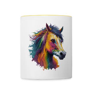 Cool Dream Horse, pour tous les fans de chevaux - Mug contrasté - blanc/jaune - Devant