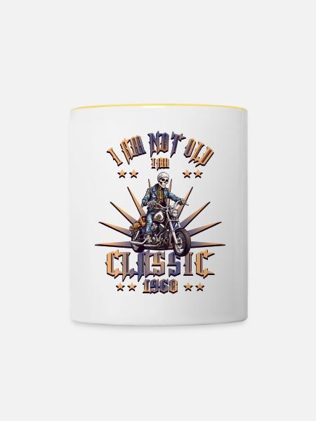 Motorrad Fahrer - Tasse zweifarbig - Weiß/Gelb