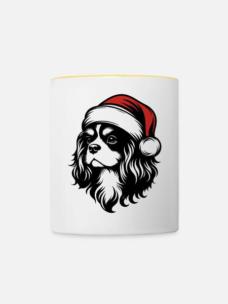 Cavalier King Christmas - Elegantes Geschenk - Tasse zweifarbig - Weiß/Gelb
