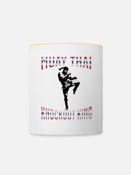 Muay Thai Boxing Muay Thai - Tasse zweifarbig - Weiß/Gelb
