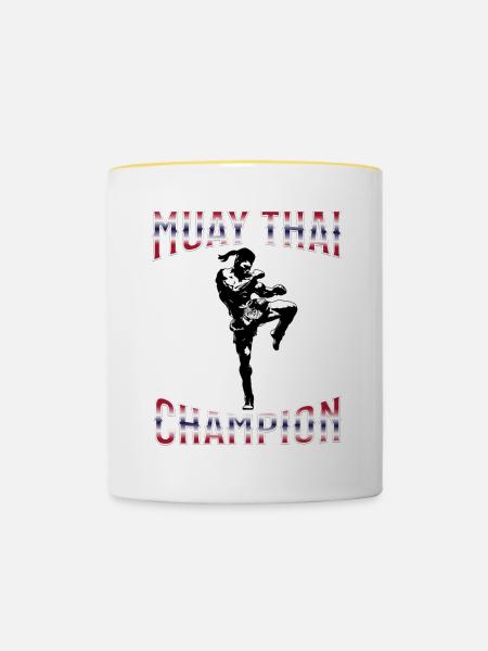 Muay Thai Boxing Muay Thai - Tasse zweifarbig - Weiß/Gelb
