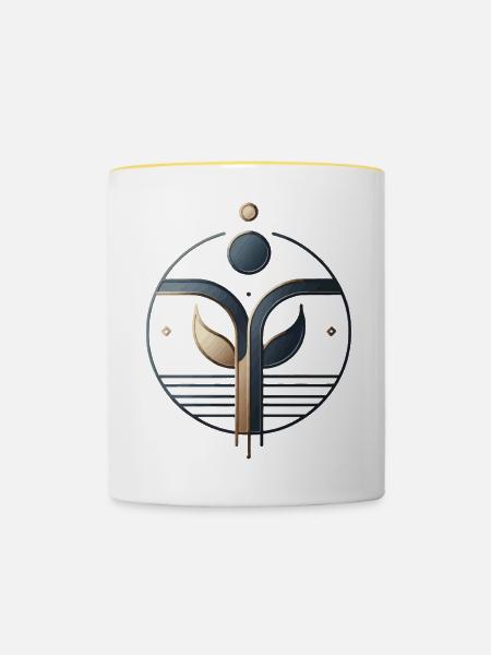 Symbol für organisches Wachstum - Tasse zweifarbig - Weiß/Gelb