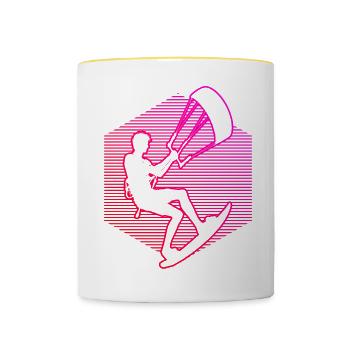 Women Kiting Kitesurfing Kitesurfer Men - Contrasting Mug - white/yellow - Front