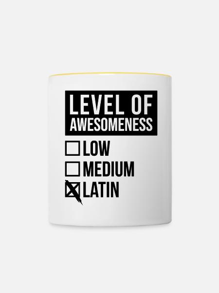 Latein, Latein, Latein - Tasse zweifarbig - Weiß/Gelb