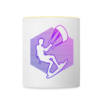Kitesurfer Women Kitesurfing Kiting Men - Contrasting Mug - white/yellow - Front