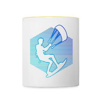 Men's Kitesurf Kitesurfing Kite Kitesurfer - Contrasting Mug - white/yellow - Front