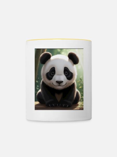Panda Design - Tasse zweifarbig - Weiß/Gelb
