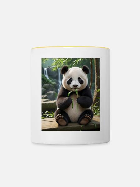 Panda Design - Tasse zweifarbig - Weiß/Gelb