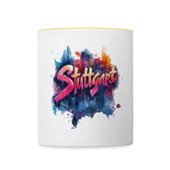 Stuttgart - Tasse zweifarbig - Weiß/Gelb - Vorne