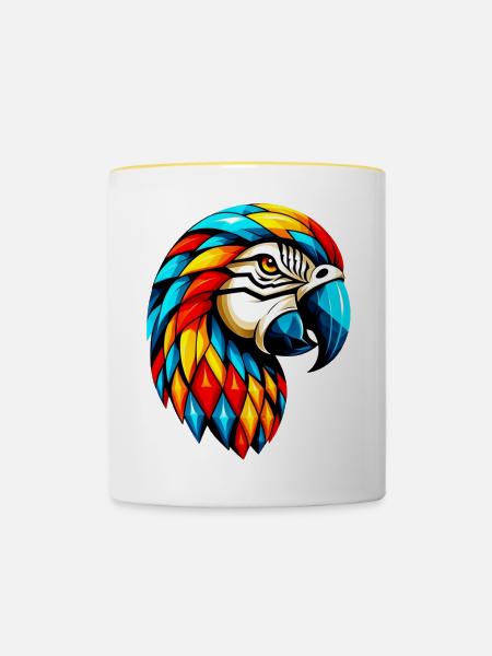 Harlekin Papagei - Tasse zweifarbig - Weiß/Gelb