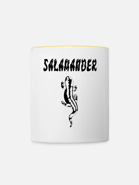Schwarzer Salamander - Tasse zweifarbig - Weiß/Gelb