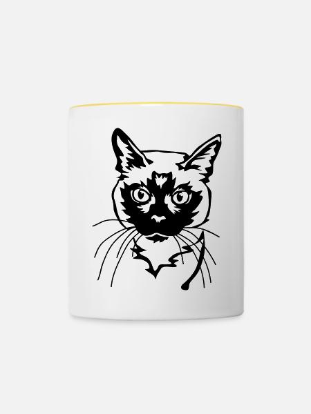 Siamkatze - Tasse zweifarbig - Weiß/Gelb