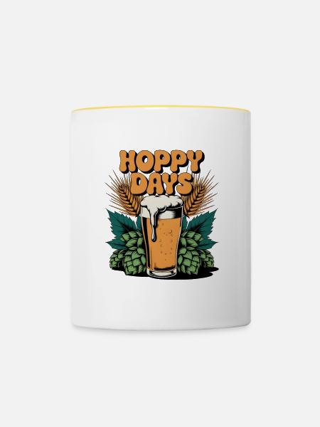 Hoppy Days - Tasse zweifarbig - Weiß/Gelb