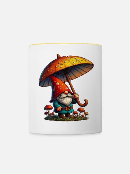 Gnom - Tasse zweifarbig - Weiß/Gelb
