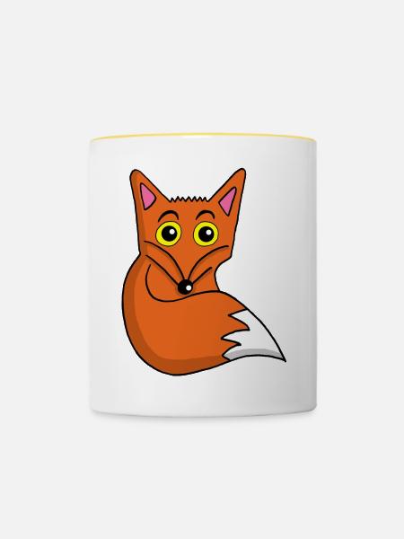 Niedlicher Fuchs - Tasse zweifarbig - Weiß/Gelb