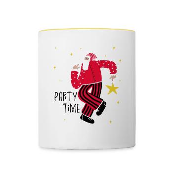Dancing Santa Claus - Party time Christmas - Contrasting Mug - white/yellow - Front