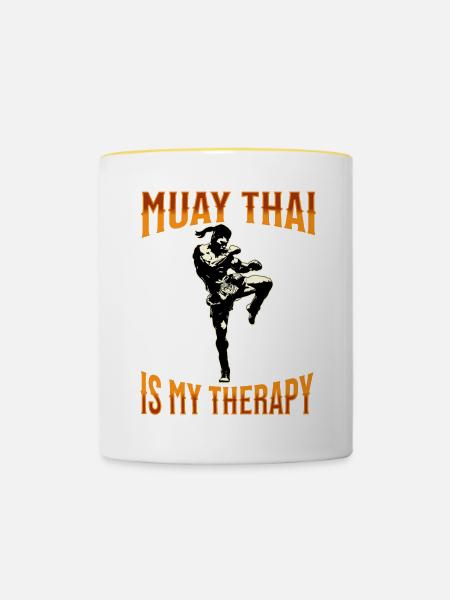 Muay Thai Boxing Muay Thai - Tasse zweifarbig - Weiß/Gelb