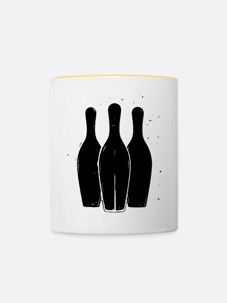 Bowling Zeichnung - Tasse zweifarbig - Weiß/Gelb