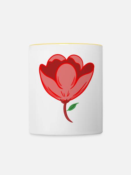 Rote Blume - Tasse zweifarbig - Weiß/Gelb