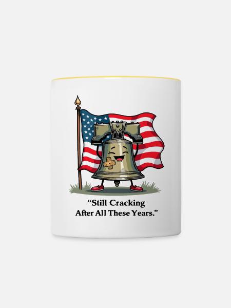 Freiheitsglocke - Tasse zweifarbig - Weiß/Gelb