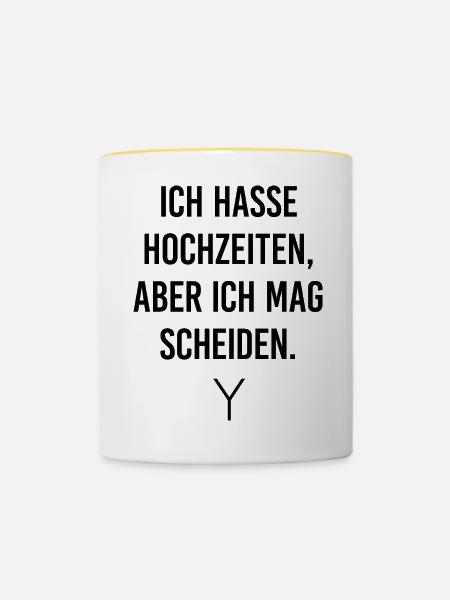 Hochzeit - Tasse zweifarbig - Weiß/Gelb
