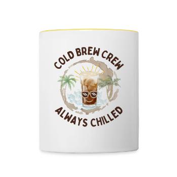 Équipe de cold brew – Conception de café toujours frais - Mug contrasté - blanc/jaune - Devant