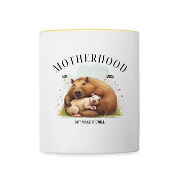 Motherhood 2025 – But Make It Chill - Tasse zweifarbig - Weiß/Gelb - Vorne
