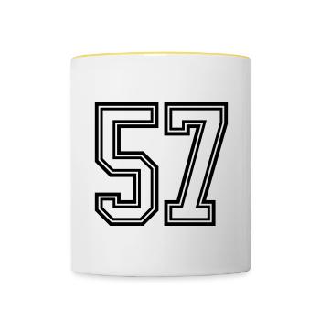 57 Symbole numérique - Mug contrasté - blanc/jaune - Devant