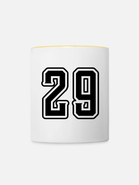 29 Zahl symbol - Tasse zweifarbig - Weiß/Gelb