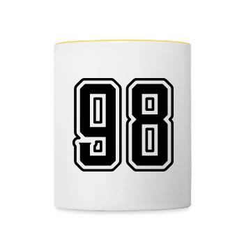98 number symbol - Contrasting Mug - white/yellow - Front
