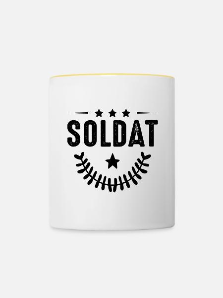Soldat Beruf - Tasse zweifarbig - Weiß/Gelb