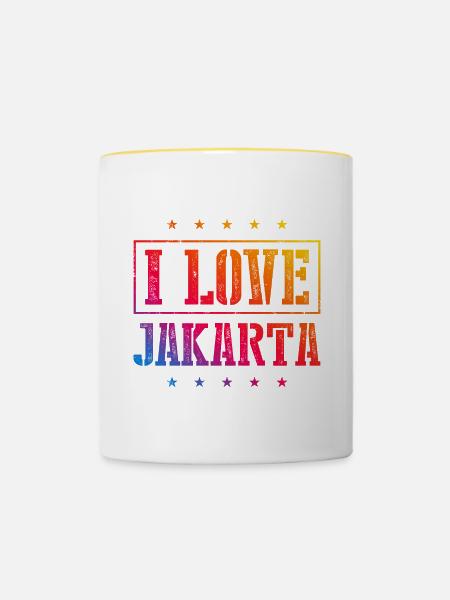 I Love Jakarta - Tasse zweifarbig - Weiß/Gelb