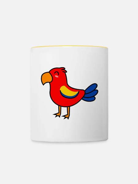 Papagai Comic Tier - Tasse zweifarbig - Weiß/Gelb