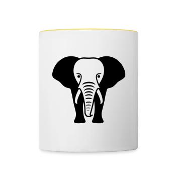 Silhouette d’animal éléphant - Mug contrasté - blanc/jaune - Devant