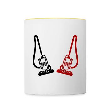 Staubsauger Icon - Tasse zweifarbig - Weiß/Gelb - Vorne