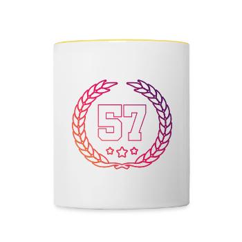 57 Couronne numérique - Mug contrasté - blanc/jaune - Devant