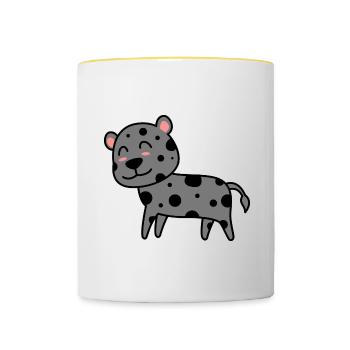 Leopard Comic Animal - Contrasting Mug - white/yellow - Front