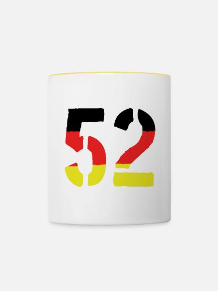 52 Zahl Symbol Germany - Tasse zweifarbig - Weiß/Gelb