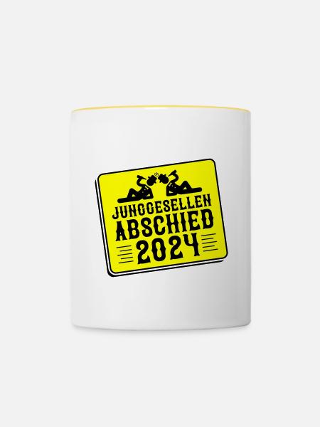 Junggesellen Abschied 2024 - Tasse zweifarbig - Weiß/Gelb